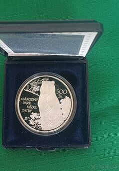 Strieborná pamätná minca 500Sk, 2008, NP Nízke Tatry, poof
