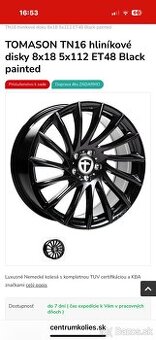 4x disky TOMASON 8x18 5x112 ET48 Black painted