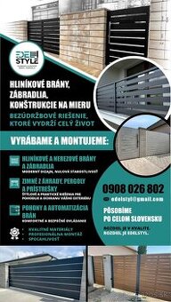 Hlinikove zabradlia , hlinikove brany na mieru