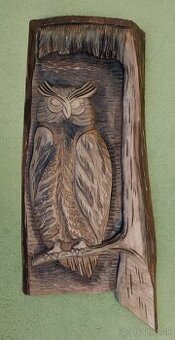 Obraz - drevo - sova - 42 cm