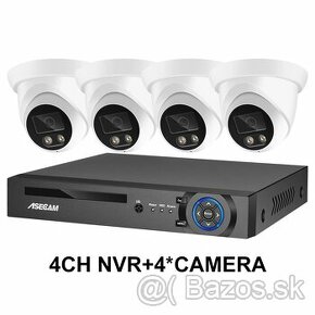 Kamerový systém ASECAM 4x IP kamera 8MPX+4ch rekordér LAN
