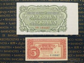 bankovky ČSSR, 5Kčs 1949, 1953     UNC