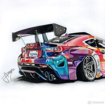 Kresba auta Lexus RC F a Honda Civic Type R