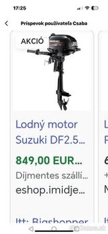 Lodný motor Suzuki DF 2,5hp 1,8 kw