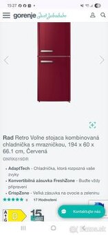 Gorenje Retro Voľne stojaca kombinovaná chladnič