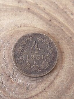 4 grajciar 1861 E veľmi vzácny - 1