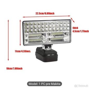 Akumulátorové LED pracovné svetlo kompatibilne s Makita,