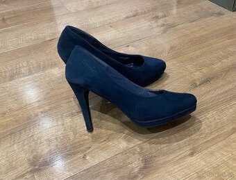 Semišové lodičky veľ. 38 - tmavo modré