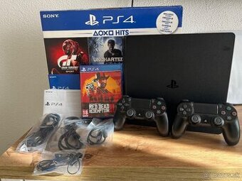 Ps4 slim 1TB 2x ovládač + FC 25, RDR2