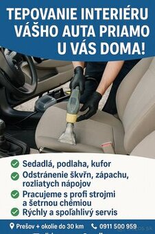 Tepovanie áut u vás doma – Prešov a okolie