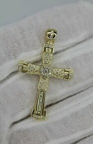 Zlatý prívesok krížik 585/14K zlato. Vaha:8,14g.