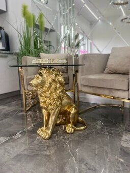 Kávový stolík newyorský zlatý Lev Premium 60x60x62