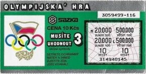 🎟️ Výherný žreb – Olympijská hra (14.9.1990) – retro ČSFR
