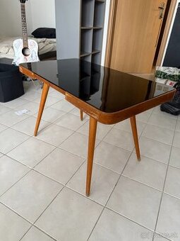 Retro konferenčný stolík s opaxitovým sklom – Jiří Jiroutek