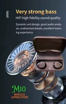 Bezdrôtové slúchadlá M10 s powerbankou