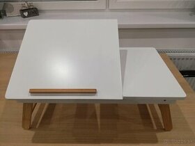 Príručný stolík na notebook/držiak na tablet, biela/prírodný