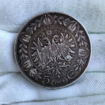 5 korun 1909 - Rakusko - Uhorsko - striebro
