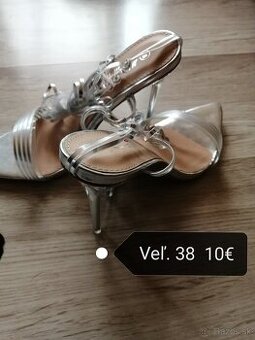 Sandalky strieborné nové veľ. 38