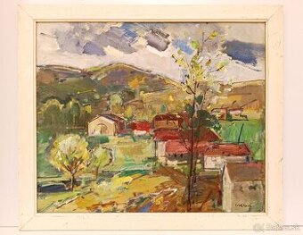 Obraz Jana Lieblová, dedina na Záhorí, olej 63x73