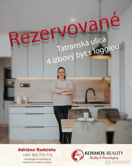 REZERVOVANE novozrekonštruovaný 4i (3,5i) byt, Tatranská ul.
