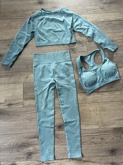 Damsky mentolovy elasticky 3 ks set na cvicenie, vel. M