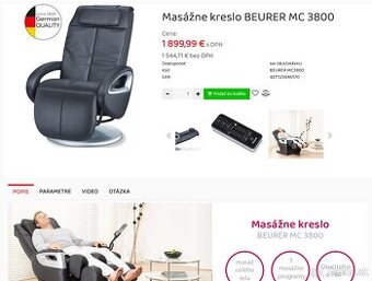 Masážne kreslo BEURER MC 3800 TOP STAV