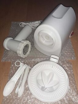 Kuchynský robot: mlynček na mäso + odšťavňovač