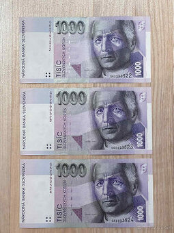 slovenské bankovky 1000 SK ( čísla za sebou )