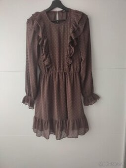 Šaty s volánmi, dlhý šifónový rukáv