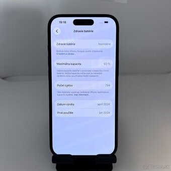 iPhone 15 128GB BLACK - DOBRÝ STAV - ZÁRUKA