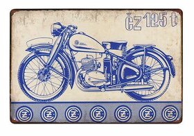 plechová cedule - motocykl ČZ 125 t (dobová reklama)
