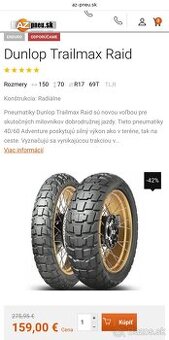 2023, 2ks sada, ako nove DUNLOP TRAILMAX RAID