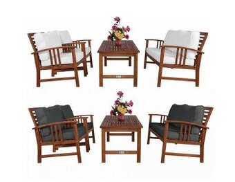 Záhradná drevená zostava Atlas - tmavé alebo bledé podušky