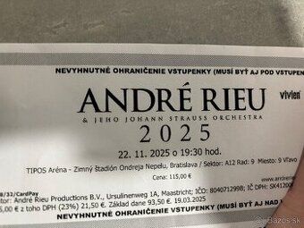 2ks lístky na koncert André Rieu v Bratislave