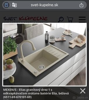 granitový drez béžový s batériou