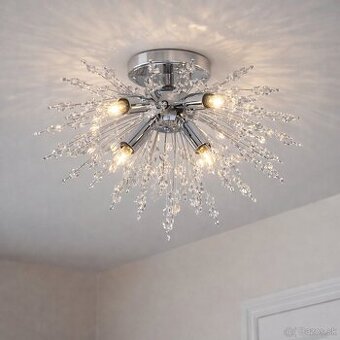 Stropné svietidlo – krištáľový luster, 6× G9