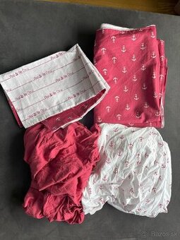 Posteľná bielizeň detská+plachta 2ks, červená, biela,Tchibo