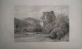 Grafika - Oravský hrad, okolo 1860