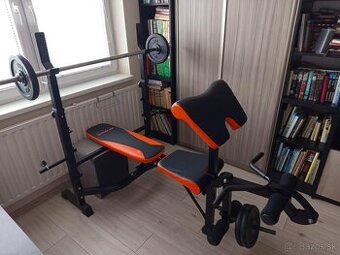 Bench lavička DUVLANDeluxe+Vzpieračská tyč+Liatinové závažia