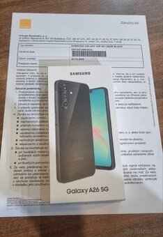 Samsung Galaxy A26 5G 6GB/128GB black,zabalený,záruka2r