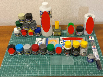 Modelárske farby,lepidlá, štetce, podložky pod modely