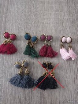 strapcové náušnice - červené, zelené, bordové, ružové, sivé