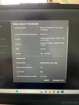 Herný notbok Asus TUF Gtx 1650