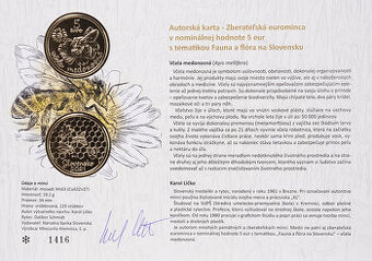 Pamätný list - 5€ včela medonosná