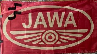 44 - Banner - vlajka JAWA logo - červený podklad 90x150