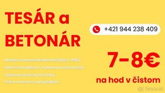 Príjmeme tesárov a betonárov ihneď