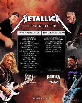 TOP PONUKA - Lístky Metallica Budapešť vedľa seba