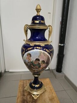 Luxusná kobaltová váza v štýle Sevres – Ručne maľovaná