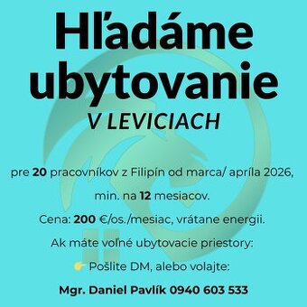 LEV REALITY - HĽADÁME UBYTOVANIE V LEVICIACH