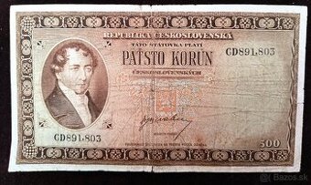 VZÁCNA BANKOVKA: LONDÝNSKÁ EMISIA: 500-KORUN -1945